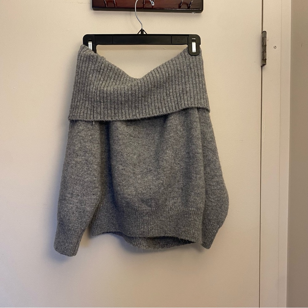 Cozy Gray Off-Shoulder Sweater